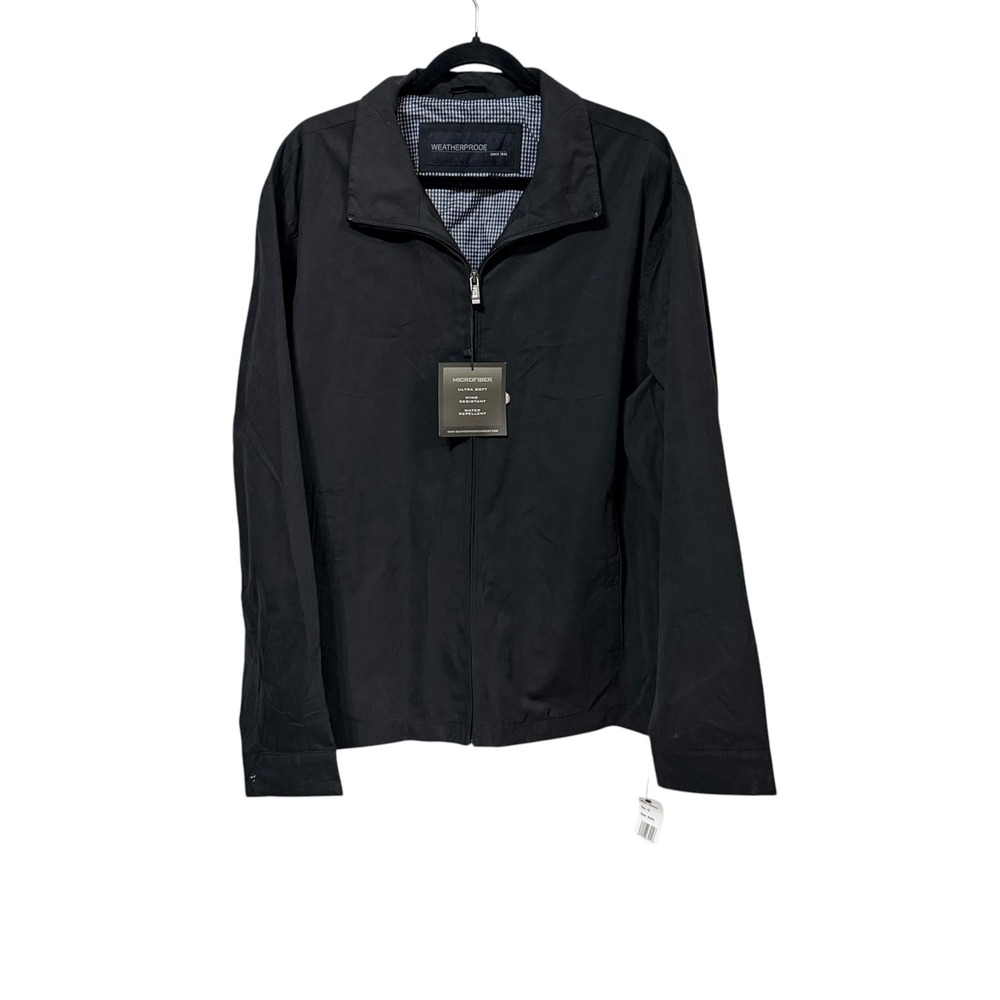 Weatherproof Mens Black Microfiber Windbreaker Jacket Water Repellent XL